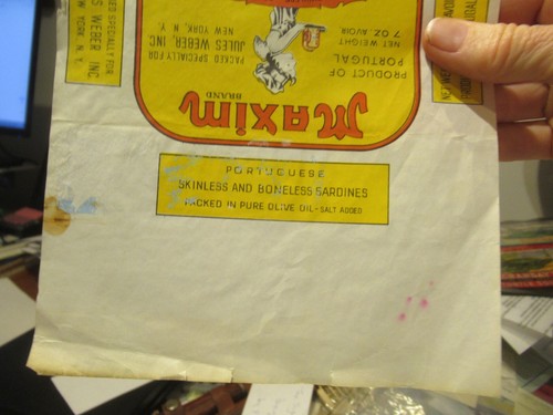 Etichetta alimentare primi anni 1900 - Marca Maxim sardine portoghesi senza pelle e disossate - Foto 6 di 7