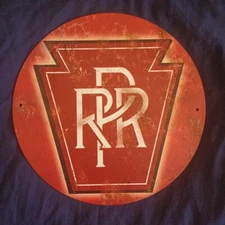 8" Round Metal Sign Man Cave Wall Art Garage Bar Gas Station Oil Pennsylvania RR