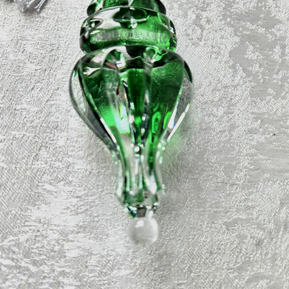 Vintage Lenox Color Gemas Esmeralda Lite Lágrima Adorno de Navidad 5" Alemania  Foto 2 de 4