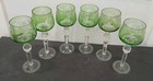 Vintage Bohemian Crystal Green Cut To Clear Stemmed Wine Glasses - Set Of 6 — photo 3