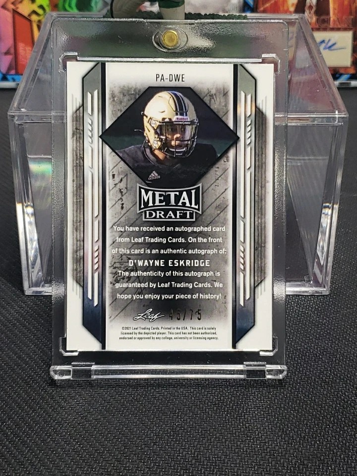 2021 Leaf Metal Draft #PA-DWE D'Wayne Eskridge Portrait Auto Wave Silver #/75 - Image 3 of 3