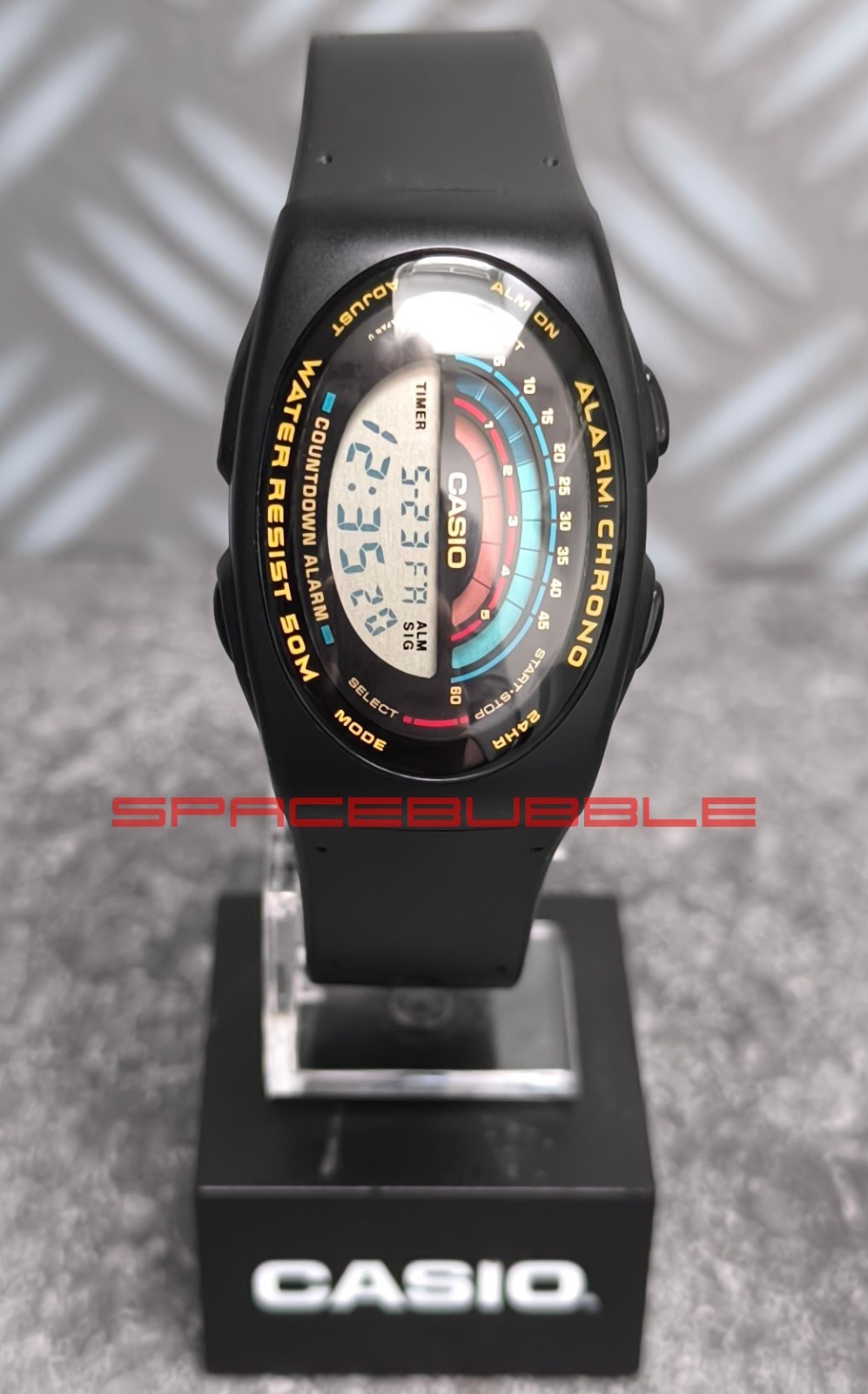 Montre Casio W-91 vintage 1991 asymétrique rare et authentique fabriquée au Japon