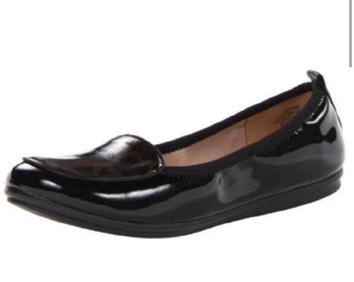 EASY SPIRIT 豹纹/黑色 Gitana 乐福鞋平底鞋 全新带盒 99 美元 7.5 — 第 3/4 张图片