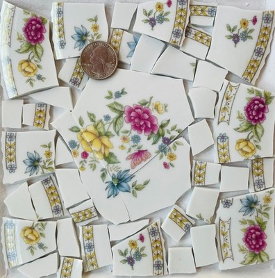 Broken  China Mosaic Tile Arts and Craft Supplies - Shabby Chic Flora Tiles F238