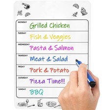 Dry Erase Magnetic Meal Planner, Weekly Fridge Menu Board, 8.5x12 Inch