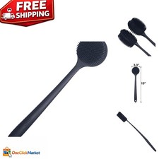 Elegant Soft Silicone Back Scrubber with Long Handle - Soothing Bath Experience