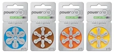 PowerOne Hearing Aid Batteries Type: p10, p13, p312, p675