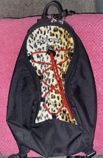 Dakine Small Black Backpack Leopard Print Panel, Red Bungee, Vintage