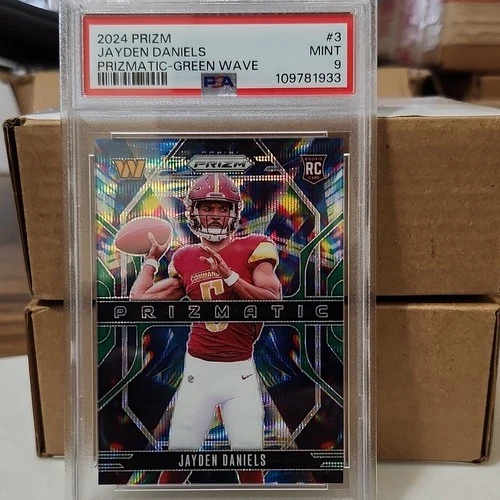 Panini 2024 Prizm Prizmatic Jayden Daniels #3 Green Wave PSA 9 Commanders Rookie