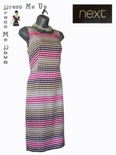 Next Striped Dress Grosgrain Beautiful Fitted Size 10 PERFECT