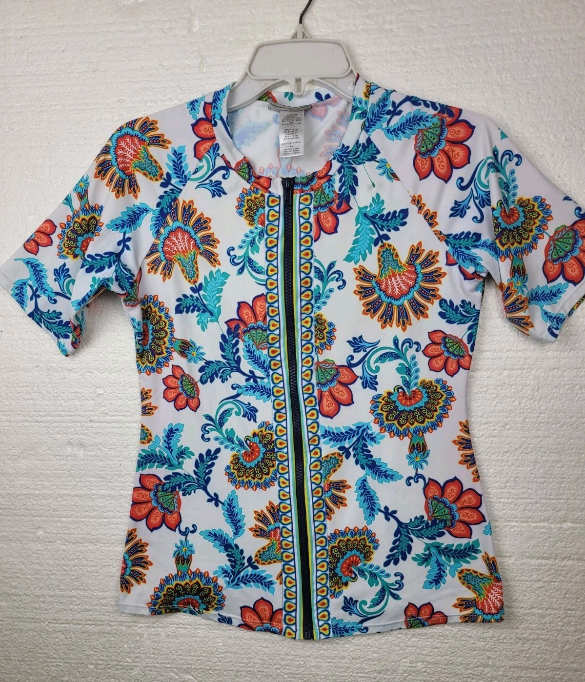 Tommy Bahama  Sz M Floral Multicolor Full Zip Rash Guard Women
