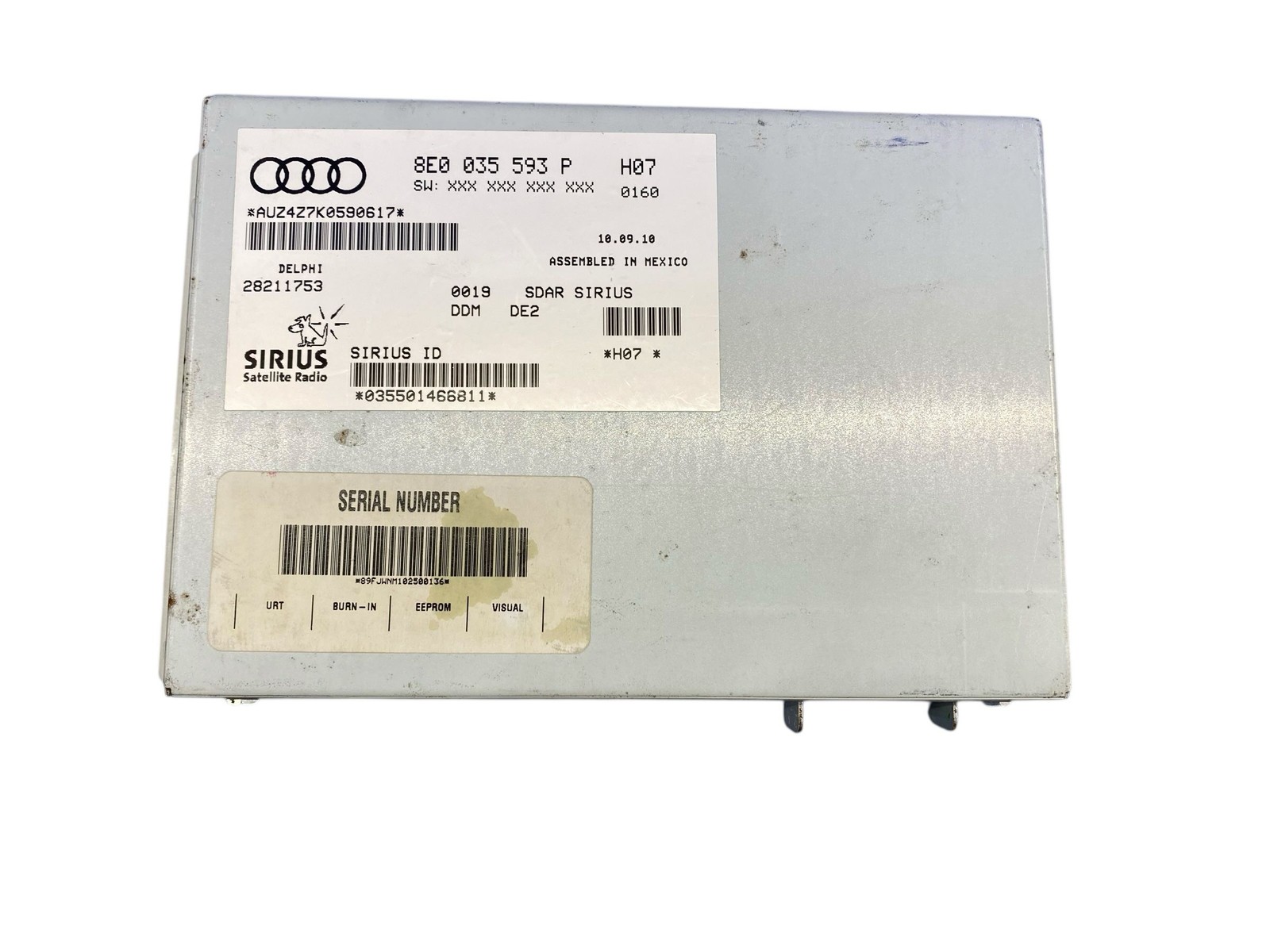 2011 AUDI R8 SIRIUS AUDIO RADIO SATELLITE CONTROL MODULE UNIT 8E0035593P OEM