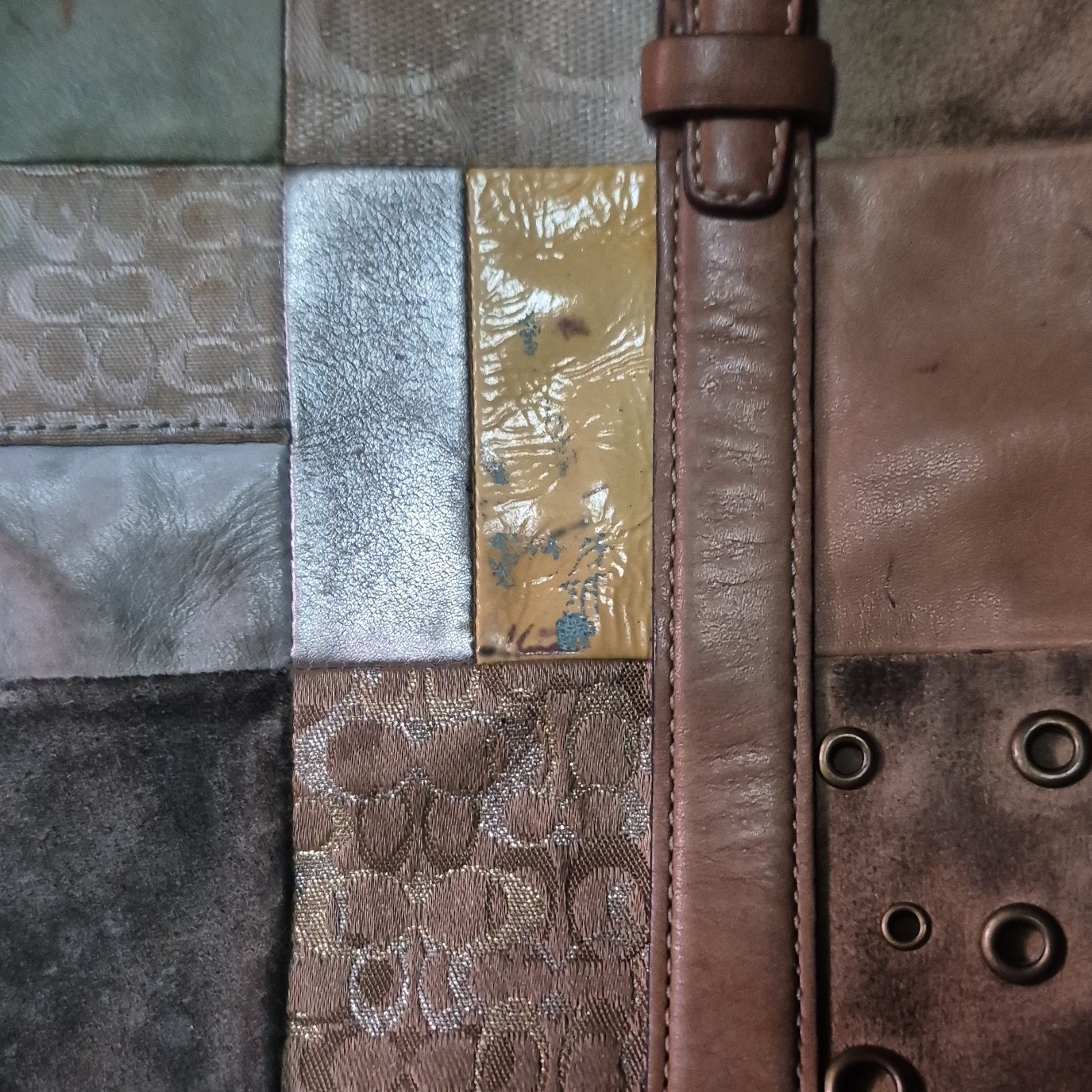 Coach Patchwork Multicolor Shoulder Bag Gold Hard… - image 3