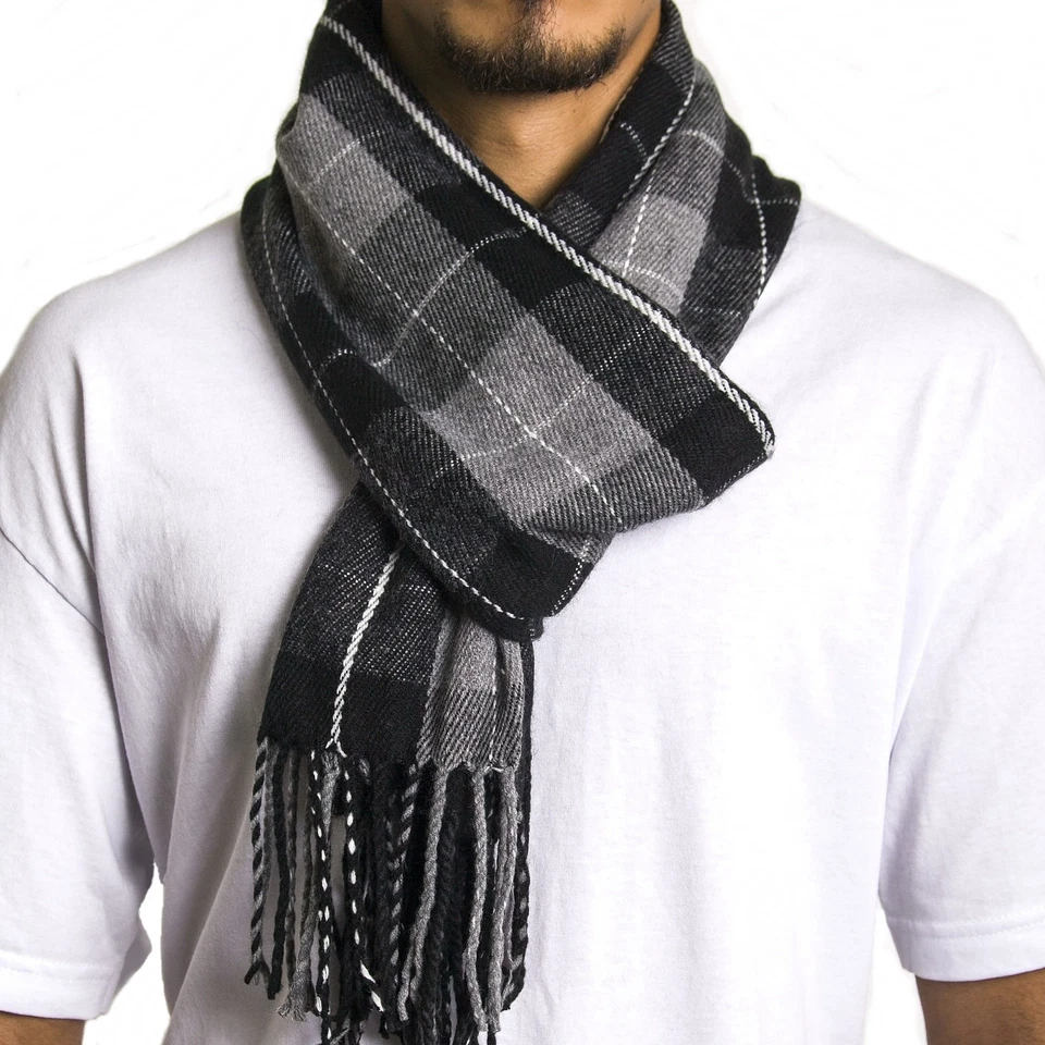Alpine Swiss Mens Plaid Scarf Soft Winter Shawl Lightweight Cold-Weather Gear - Image 4 of 4