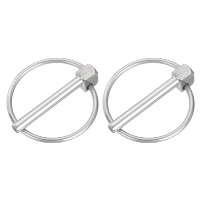 2Pcs 1/4'' x 1-3/4'' Linch Pin with Ring Stainless Steel Round Linch Pins Silver