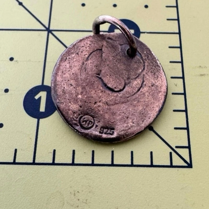 Dije de insignia poética del siglo para mujer encerado "S" inicial plata de ley 925 Foto 2 de 3