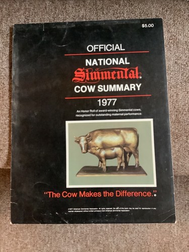 1977 American Simmental Association Cow Summary Vintage Cattle Cows Rare HTF