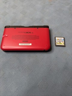 Nintendo 3DS XL Portable Gaming Console Red and Black Untested W/ Game Mario