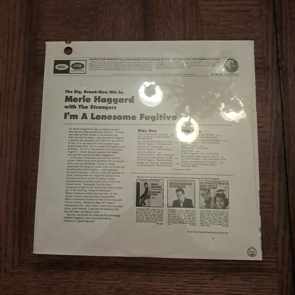 Merle Haggard & The Strangers I’m A Lonesome Fugitive 1967 LP  ST2702 Sealed!!! - Image 2 of 2