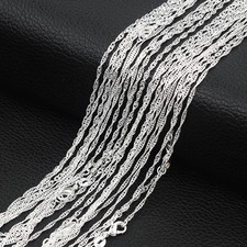 Wholesale Lots 5Pc 925 Silver Plated Water Wave Chain Necklace 16"-28"
