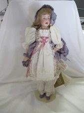 Vintage 1984 Franklin Heirloom Doll Bisque Porcelain Lady Doll Beautiful W/Tag