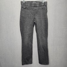 Nine West Jeans Heidi Pull-On Straight Leg Pants Grey Charcoal Wash Size 10