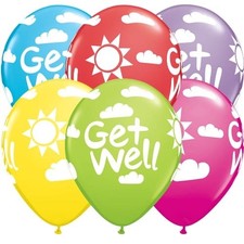 Get Well Sunshine Latex Helium Qualatex Balloons 28cm / 11 in - Pack of 6