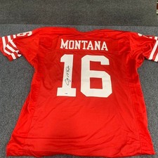 NFL Autographed Joe Montana Red Jersey #16 San Francisco 49ers PSA Size XL