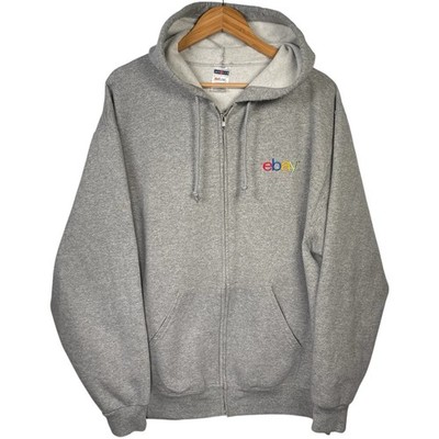 Ebay Branded Logo Merch Swag Hoodie Jacket Mens XL Grey Full Zip Fleece Lined