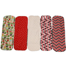 LOT of 5 Burp Cloths Varied Minky-Fleece-Backing Red White Black Green 19.5x6.5