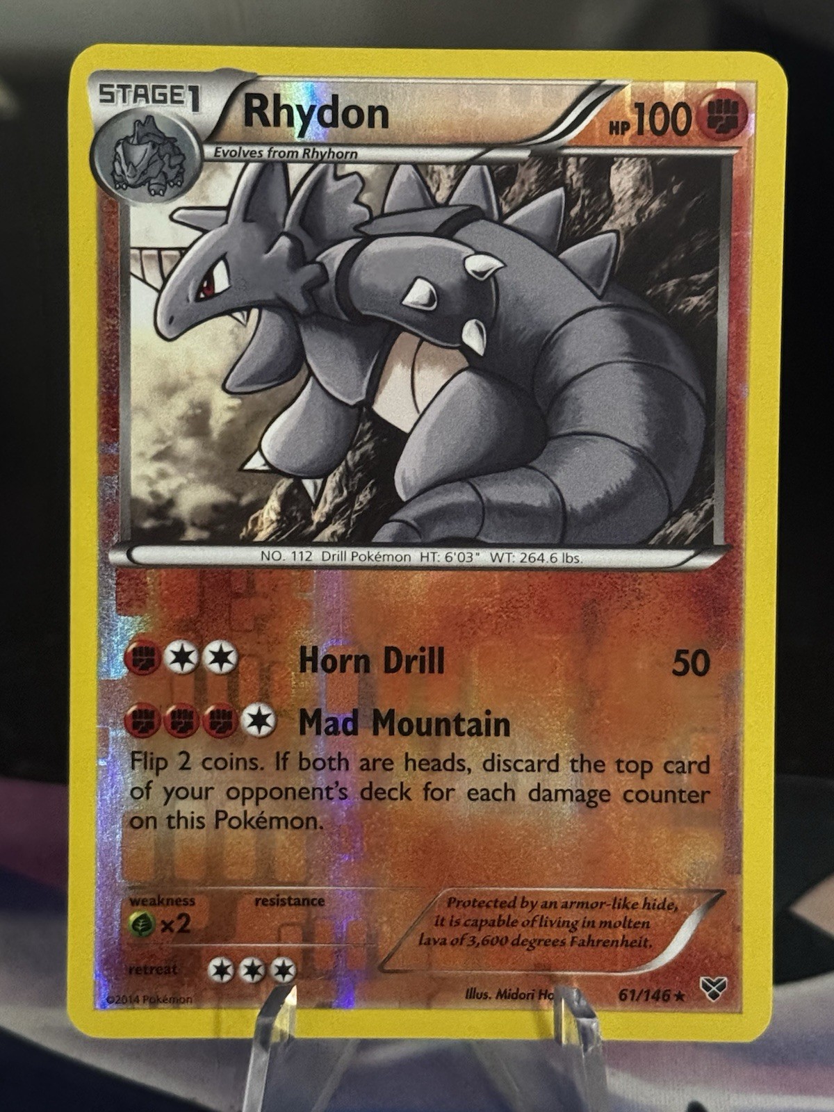 Rhydon Reverse Holo Rare - XY Base Set 61/146 - NM