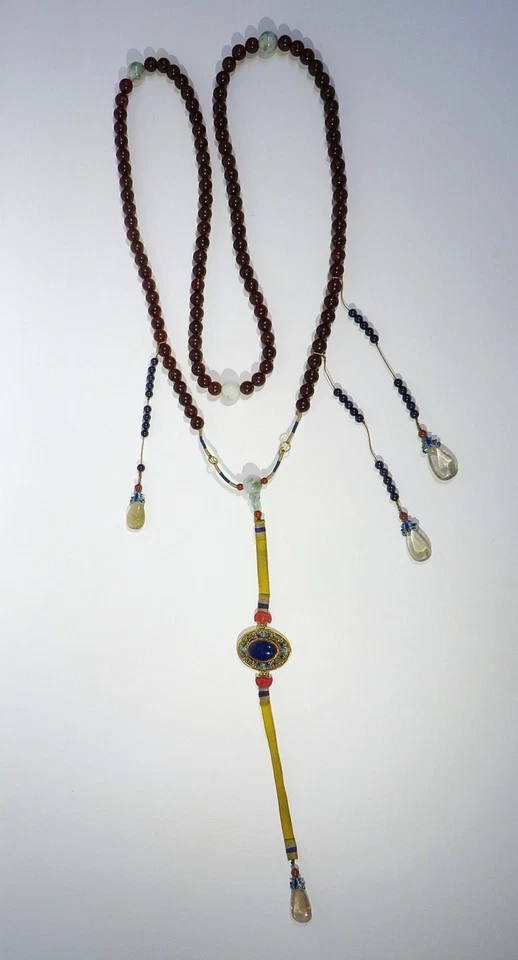 Colar Chao Zhu âmbar natural corte da dinastia Qing com caixa 108 contas âmbar 12 mm - Imagem 3 de 4