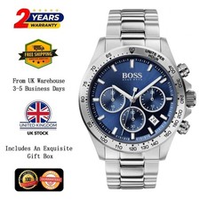 NEW HUGO BOSS 1513755 MEN'S STAINLESS STEEL SILVER STRAP & BLUE DIAL 43MM