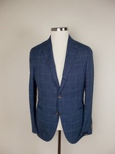  NO CUSTOMS TAX LARDINI 7 Drop blue plaid wool sportcoat jacket 38 US / 48 IT