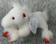 Dan Dee Pegasus White Red Horse Pony Sparkle Wings 13" Plush Stuffed Plushie Toy