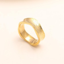 925 Sterling Silver Hammered Wide Dome Statement Women Wedding Band Ring