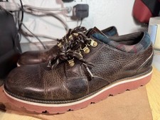 MENS COLE HAAN AIR HUNTER HIKER BROWN LEATHER PLAID BOOTS SHOES 9.5 M Rare