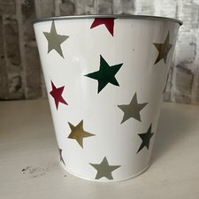 M & S Emma Bridgewater Plant pot tin/metal, Christmas stars.  14 cm VGC