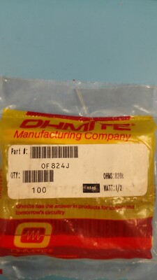 (100pcs) OF824J Ohmite, 1/2 Watt 820K Ohm 5%, Carbon Composition Resistor(Axial)