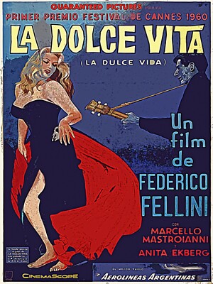 Wall Decor Poster.Interior home.Room design.La Dolce Vita Fellini movie.11560