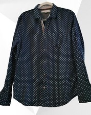 PD C Geo Print Casual Button Up Shirt M 100 Cotton Blue Wht Textured Long Sle