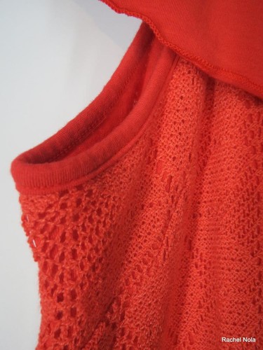 Ella Moss Dress Girls NEW Sz 12 Orange Knit Tunic Floral Lace Ruffle Cap Sleeve - Picture 7 of 7