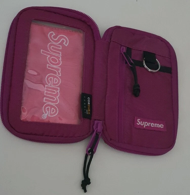 FW19 Supreme magenta petite poche zippée cordura sac nylon portefeuille résistant à l'eau
