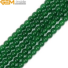 Green Jade Gemstone Round Loose Spacer Beads For Jewellery Making Strand 15" UK