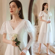 Noble Evening Formal Party Ball Gown Prom Bridesmaid Host Mid-Long Dress TS18820