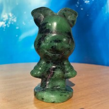 151G Natural epidote Crystal Hand Carved Piglet energy Healing Reiki