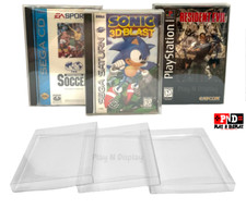 10 Sega Saturn CD PS1 Protective Sleeve Box Protector Clear Plastic Display Case
