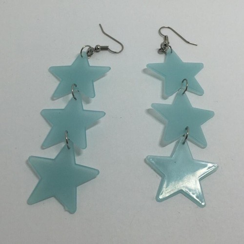 Glow in the dark star earrings , acrylic lightweight Kitsch Fun 5cm to 16cm long - Picture 55 of 90