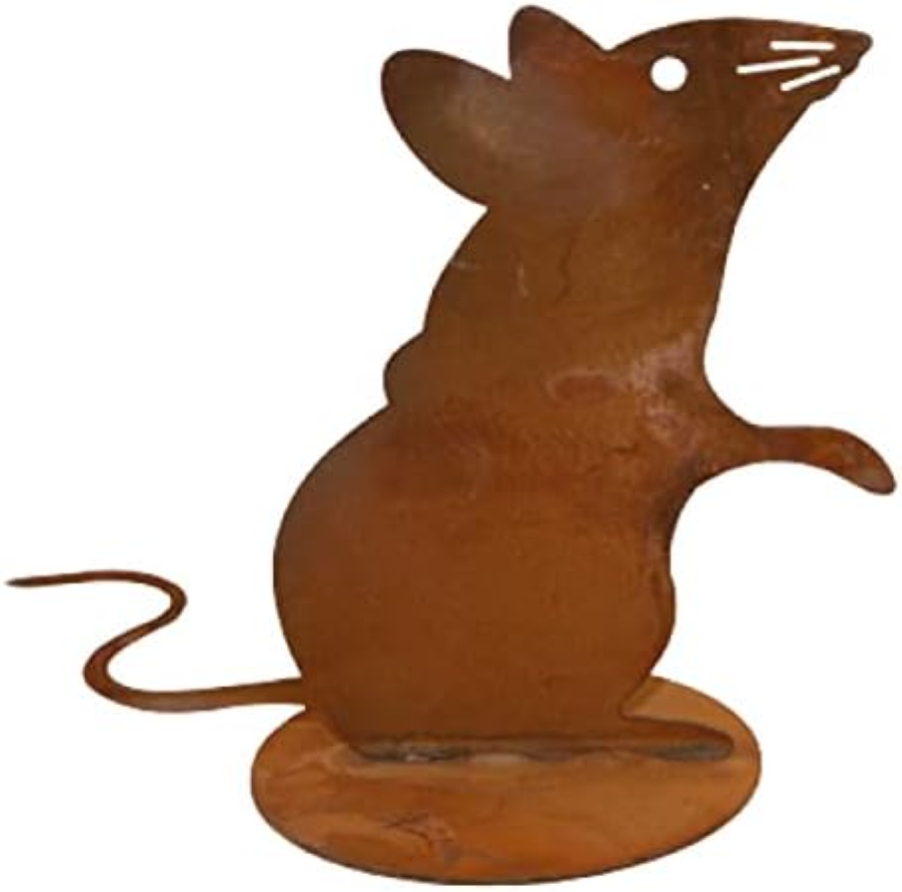Freche Patina Decorazione Maus in Metallo Dekoaration con Pfiff
