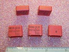 QTY(50) .33uf 160V 5% METALLIZED POLYPROPYLENE CAPACITORS MKP10-.33/160/5 WIMA